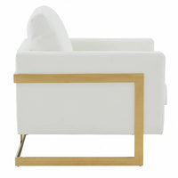 Fauteuil en cuir Lincoln avec cadre doré, canapé simple moderne pour salon et chambre - 34