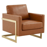 Fauteuil en cuir Lincoln avec cadre doré, canapé simple moderne pour salon et chambre - 34