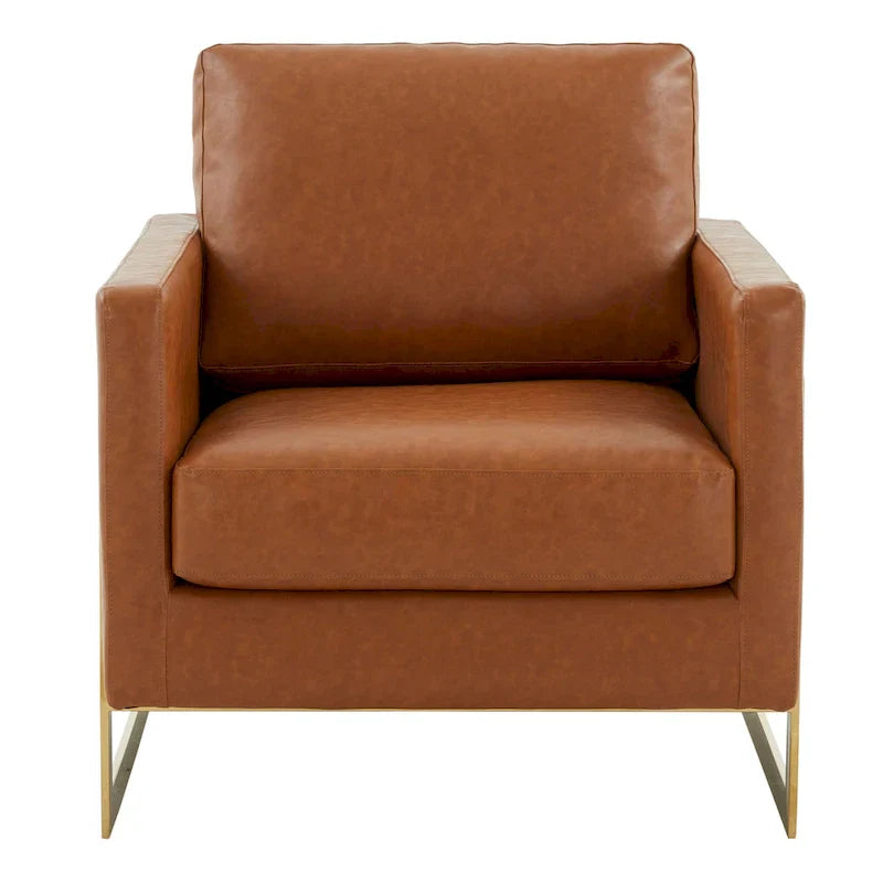 Fauteuil en cuir Lincoln avec cadre doré, canapé simple moderne pour salon et chambre - 34