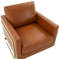 Fauteuil en cuir Lincoln avec cadre doré, canapé simple moderne pour salon et chambre - 34