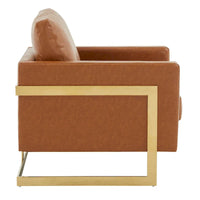 Fauteuil en cuir Lincoln avec cadre doré, canapé simple moderne pour salon et chambre - 34