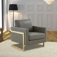 Fauteuil en cuir Lincoln avec cadre doré, canapé simple moderne pour salon et chambre - 34