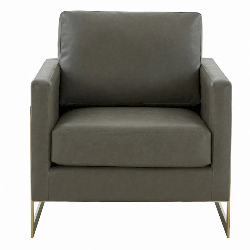 Fauteuil en cuir Lincoln avec cadre doré, canapé simple moderne pour salon et chambre - 34