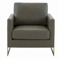 Fauteuil en cuir Lincoln avec cadre doré, canapé simple moderne pour salon et chambre - 34