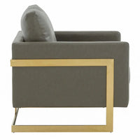 Fauteuil en cuir Lincoln avec cadre doré, canapé simple moderne pour salon et chambre - 34