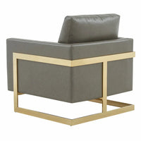 Fauteuil en cuir Lincoln avec cadre doré, canapé simple moderne pour salon et chambre - 34