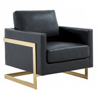 Fauteuil en cuir Lincoln avec cadre doré, canapé simple moderne pour salon et chambre - 34