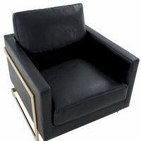 Fauteuil en cuir Lincoln avec cadre doré, canapé simple moderne pour salon et chambre - 34