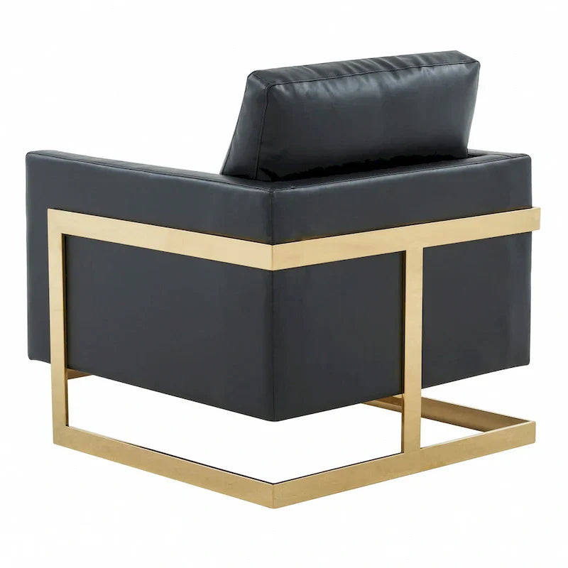 Fauteuil en cuir Lincoln avec cadre doré, canapé simple moderne pour salon et chambre - 34