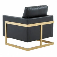 Fauteuil en cuir Lincoln avec cadre doré, canapé simple moderne pour salon et chambre - 34