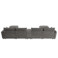 Canapé sectionnel modulable en forme de U 142 avec ottomans de rangement et console