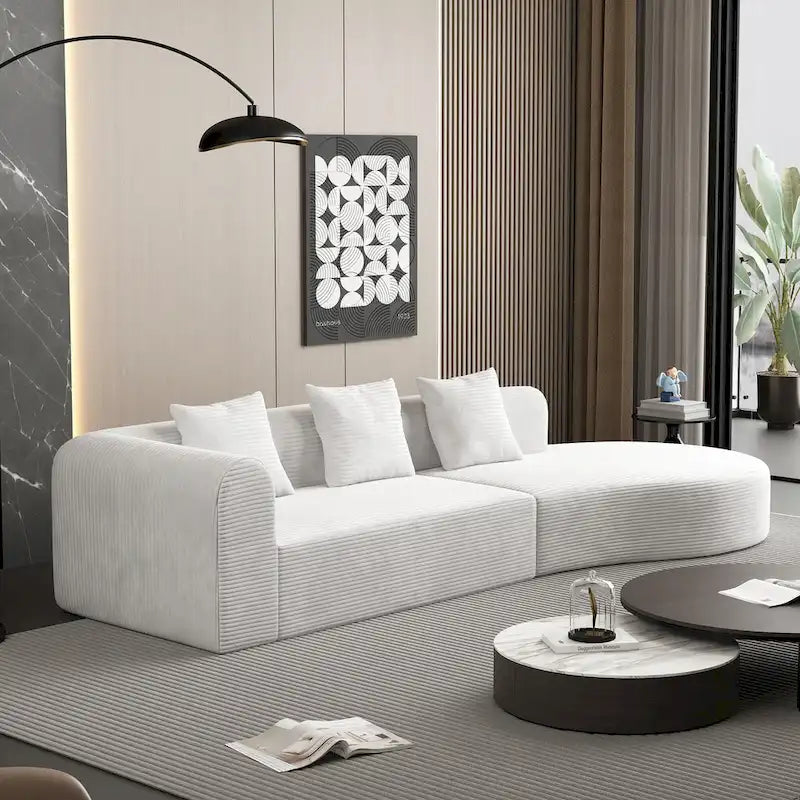 123.2 Sofa Sectionnel 4 Places Cloud en Velours Côtelé