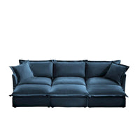Canapé sectionnel 3 places en chenille 120 avec 3 ottomans