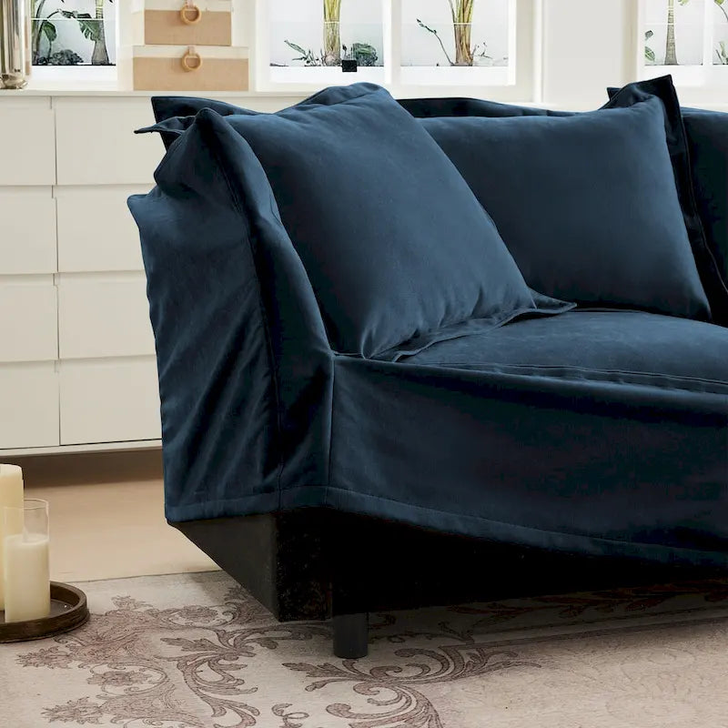 Canapé sectionnel 3 places en chenille 120 avec 3 ottomans