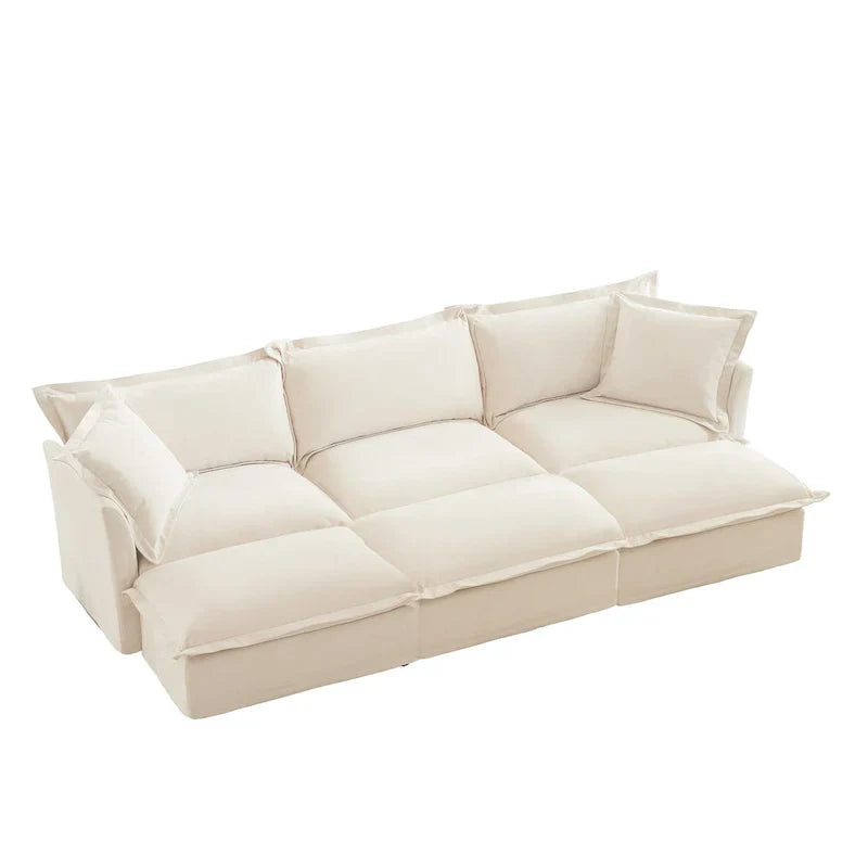 Canapé sectionnel 3 places en chenille 120 avec 3 ottomans