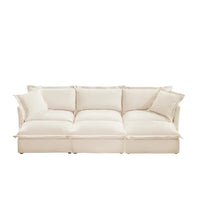 Canapé sectionnel 3 places en chenille 120 avec 3 ottomans