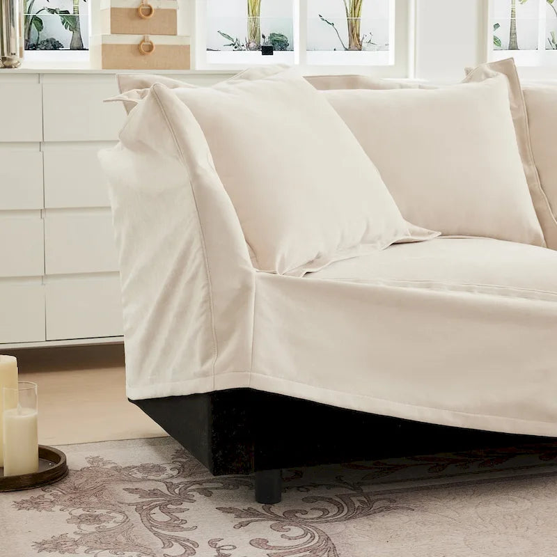 Canapé sectionnel 3 places en chenille 120 avec 3 ottomans