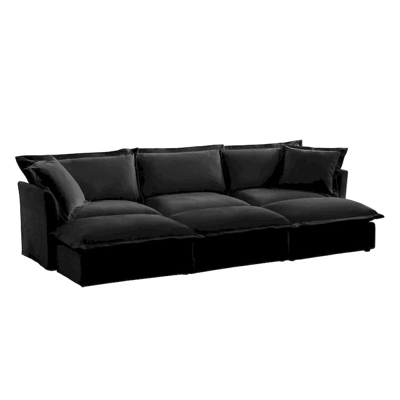 Canapé sectionnel 3 places en chenille 120 avec 3 ottomans