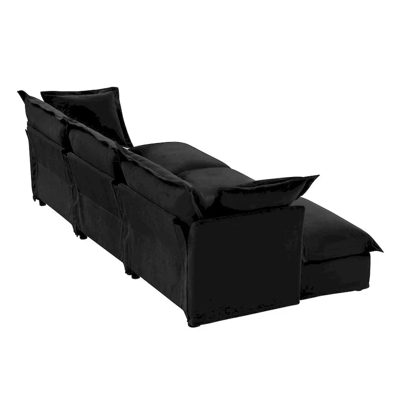 Canapé sectionnel 3 places en chenille 120 avec 3 ottomans