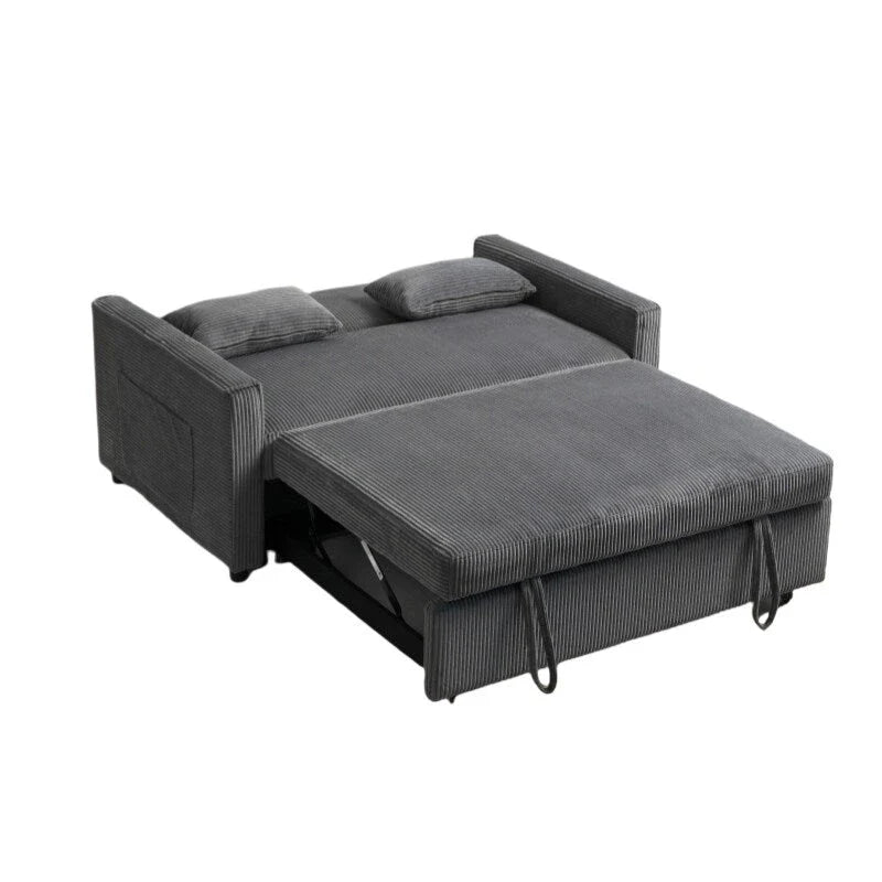 Canapé-lit 69" en velours côtelé avec dossier réglable et poche de rangement