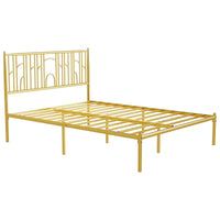 Cadre de lit plateforme Queen Size avec montants décoratifs, rangement sous le lit et sans besoin de sommier tapissier