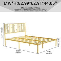 Cadre de lit plateforme Queen Size avec montants décoratifs, rangement sous le lit et sans besoin de sommier tapissier