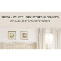 Lit plateforme en velours de style moderne avec tête de lit rembourrée pour chambre à coucher