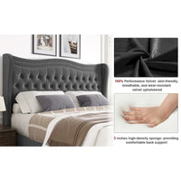 Lit plateforme en velours de style moderne avec tête de lit rembourrée pour chambre à coucher