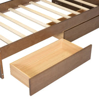 Lit de jour en bois taille Twin avec tête de lit rembourrée, ports USB et 2 tiroirs