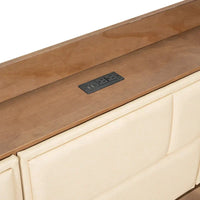 Lit de jour en bois taille Twin avec tête de lit rembourrée, ports USB et 2 tiroirs