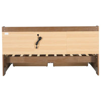 Lit de jour en bois taille Twin avec tête de lit rembourrée, ports USB et 2 tiroirs