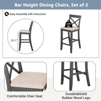 Ensemble de salle à manger 3 pièces style ferme avec table rectangulaire et 2 chaises