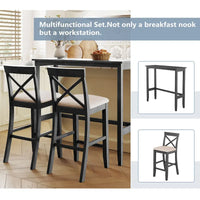 Ensemble de salle à manger 3 pièces style ferme avec table rectangulaire et 2 chaises