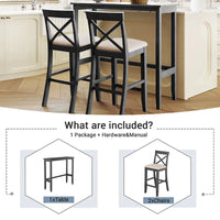 Ensemble de salle à manger 3 pièces style ferme avec table rectangulaire et 2 chaises