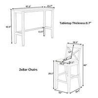 Ensemble de salle à manger 3 pièces style ferme avec table rectangulaire et 2 chaises