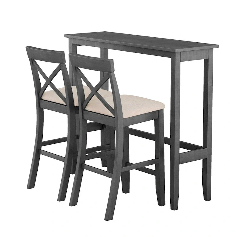 Ensemble de salle à manger 3 pièces style ferme avec table rectangulaire et 2 chaises