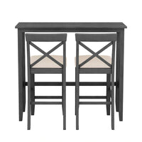 Ensemble de salle à manger 3 pièces style ferme avec table rectangulaire et 2 chaises