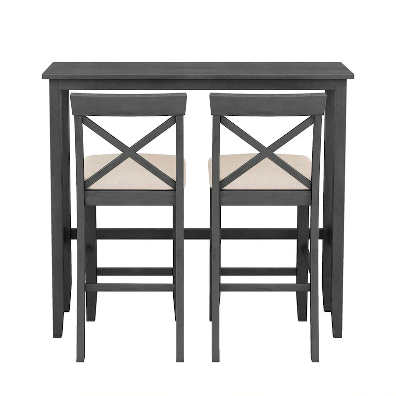 Ensemble de salle à manger 3 pièces style ferme avec table rectangulaire et 2 chaises