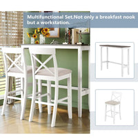 Ensemble de salle à manger 3 pièces style ferme avec table rectangulaire et 2 chaises
