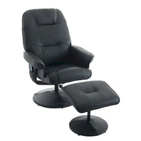 Fauteuil de Massage Inclinable Pivotant 360° en Cuir PU avec Pouf, Assise Massante et Chauffante, Dossier Réglable 140°