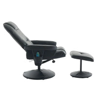 Fauteuil de Massage Inclinable Pivotant 360° en Cuir PU avec Pouf, Assise Massante et Chauffante, Dossier Réglable 140°