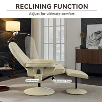 Fauteuil de Massage Inclinable Pivotant 360° en Cuir PU avec Pouf, Assise Massante et Chauffante, Dossier Réglable 140°