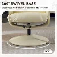 Fauteuil de Massage Inclinable Pivotant 360° en Cuir PU avec Pouf, Assise Massante et Chauffante, Dossier Réglable 140°