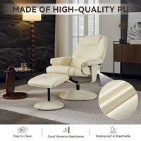 Fauteuil de Massage Inclinable Pivotant 360° en Cuir PU avec Pouf, Assise Massante et Chauffante, Dossier Réglable 140°