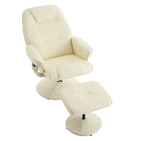 Fauteuil de Massage Inclinable Pivotant 360° en Cuir PU avec Pouf, Assise Massante et Chauffante, Dossier Réglable 140°