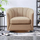 Fauteuil pivotant en tissu avec rotation à 360°, base en bois et capacité de poids de 158 kg