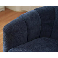 Fauteuil pivotant en tissu avec rotation à 360°, base en bois et capacité de poids de 158 kg