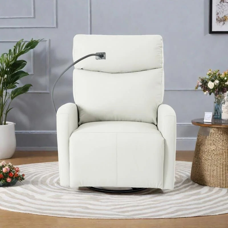 Fauteuil Inclinable Pivotant Électrique en PU avec Rotation 270°, Inclinaison Électrique 95-160° et Double Port USB - Capacité 330lb
