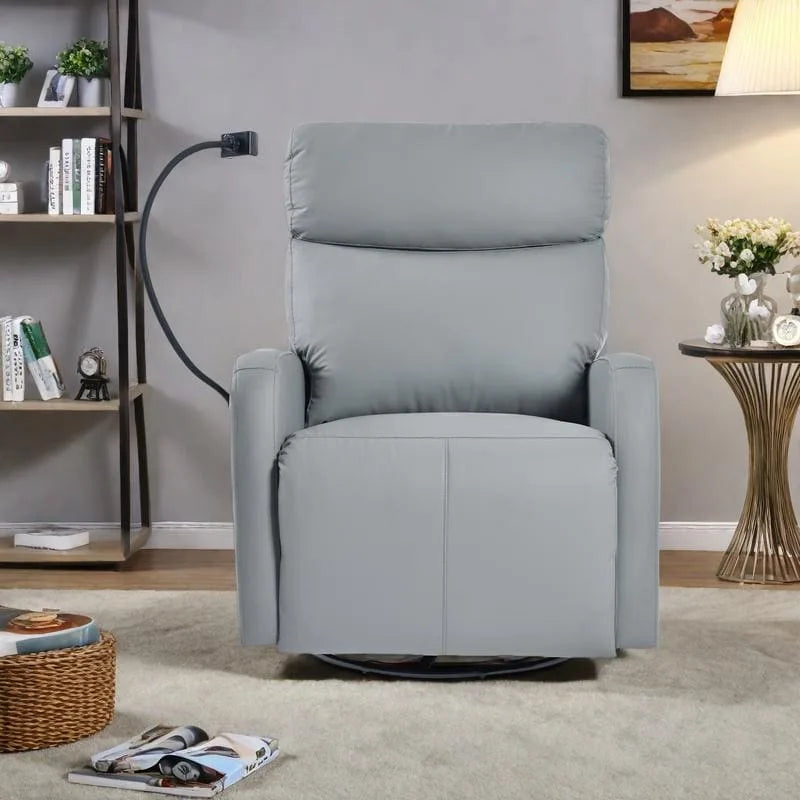 Fauteuil Inclinable Pivotant Électrique en PU avec Rotation 270°, Inclinaison Électrique 95-160° et Double Port USB - Capacité 330lb