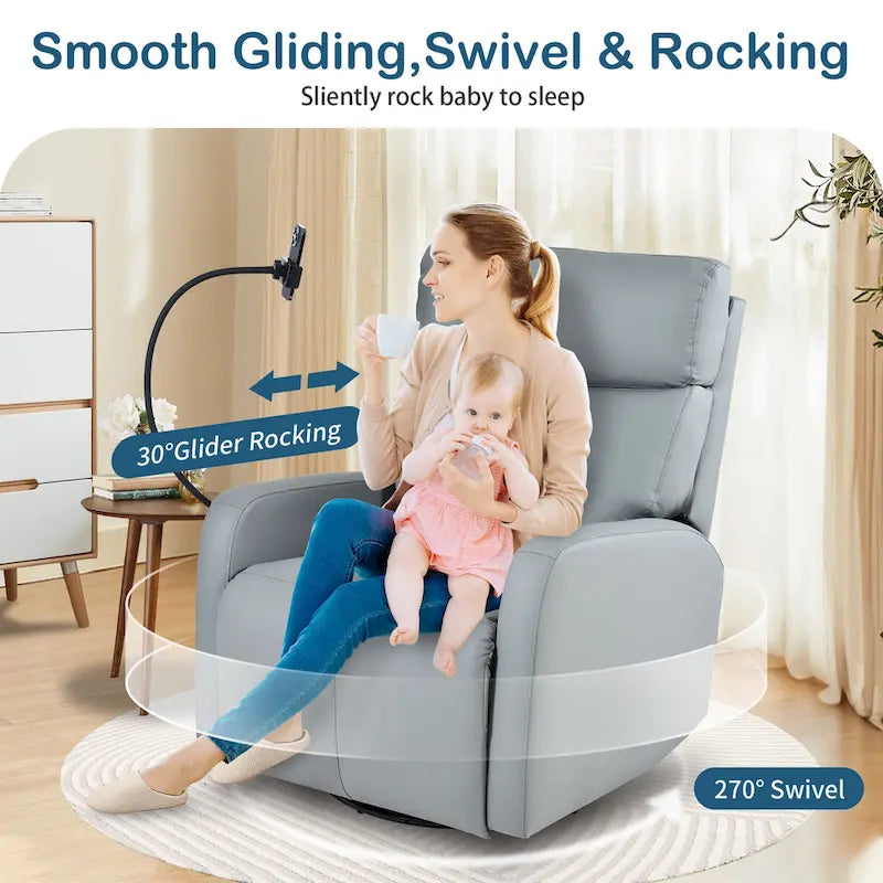 Fauteuil Inclinable Pivotant Électrique en PU avec Rotation 270°, Inclinaison Électrique 95-160° et Double Port USB - Capacité 330lb